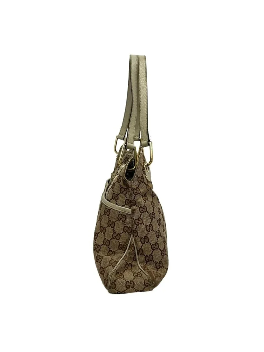 Gucci Tote Bag Eclipse Beige Dark Brown Ivory Leather